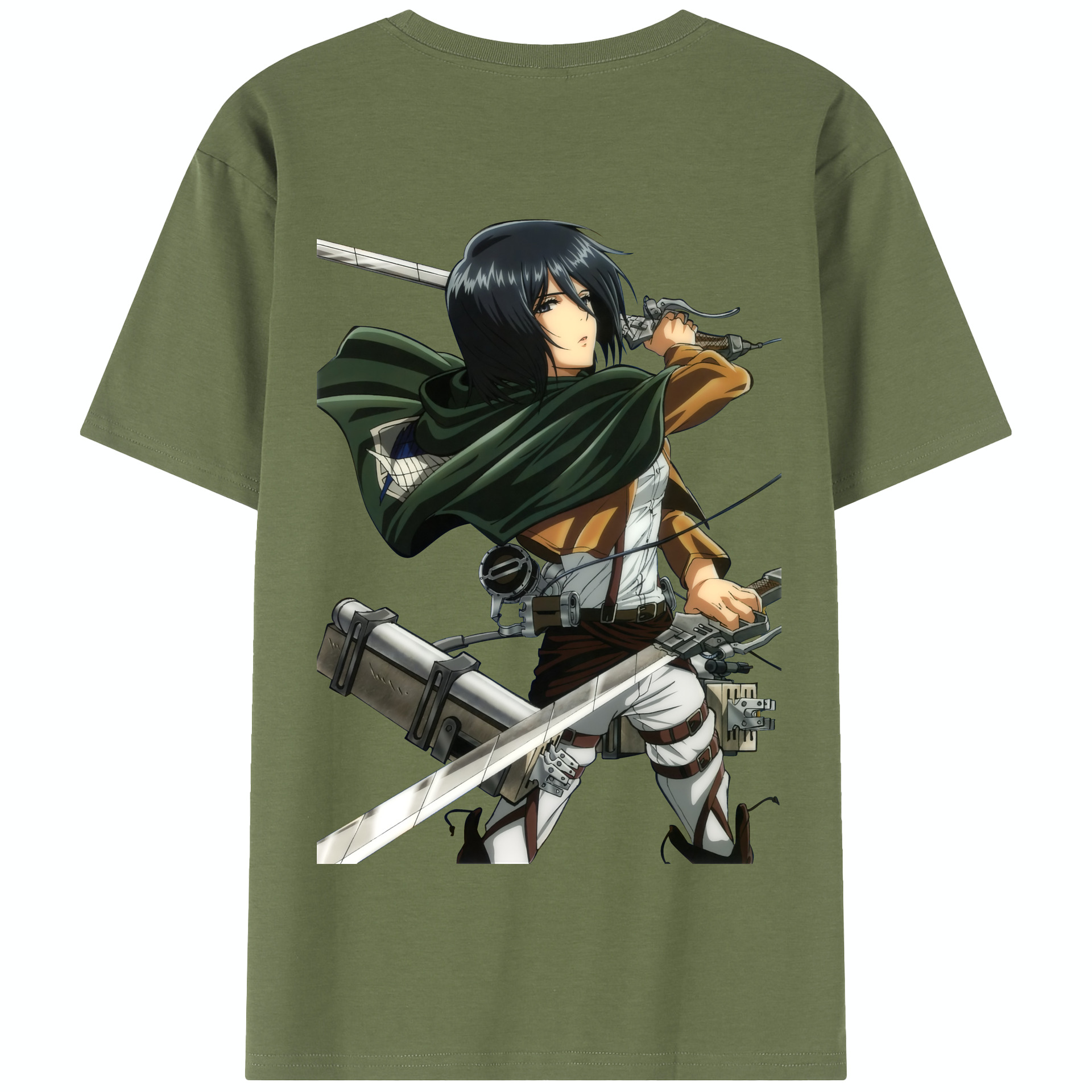 （画像用） 進撃の巨人 ミカサ·アッカーマン Attack on Titan Mikasa Ackerman 綿100％半袖Tシャツ（背面プリント）